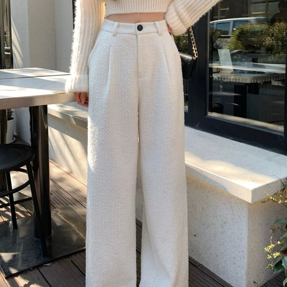 Elegant Wool Blend Tweed Pants
